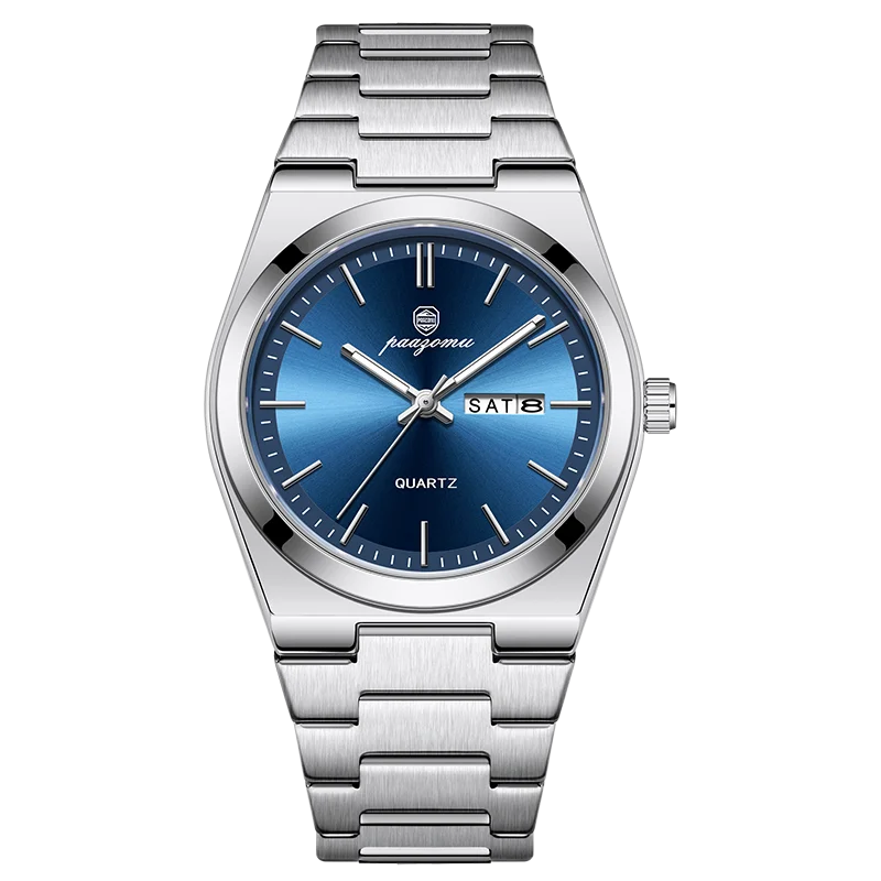 PAAZOMU Fashion Men's Quartz Watch Stainless Steel Waterproof Luminous Man Watch Chronograph Date Multifunction Watches For Men